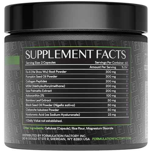 Formulation Factory Crown of Glory 10-in-1 Hair Growth Maximizer, DHT Blocker with Saw Palmetto, Fo-Ti, Collagen, Supports Thicker Hair & Scalp Health (2 Month Supply, 120 Capsules)
