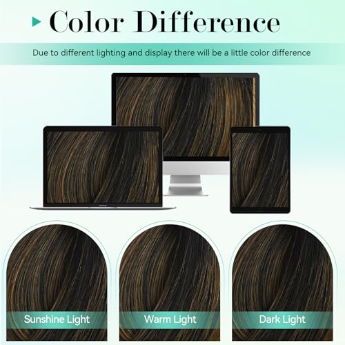 Ukira Balayage Hair Extensions Real Human Hair, 16 Inch 120g 7pcs Natural Black to Chestnut Brown Human Hair Clip in Extensions, Soft Natural Straight Clip in Hair Extensions Real Human Hair