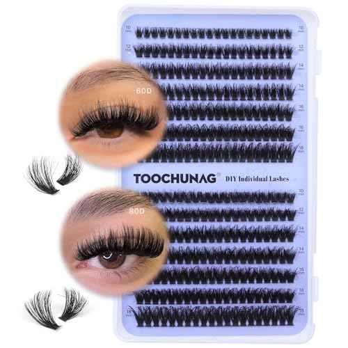Fluff Lash Clusters 60D+80D Thick Eyelash Clusters D Curly Wispy Individual Lashes 10-18mm Cluster Eyelash?Extensions 280pcs False Eyelashes DIY Flat Lash Extension by TOOCHUNAG