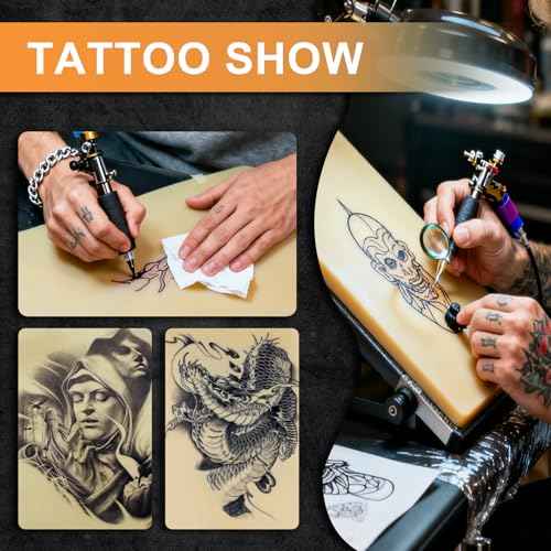 5Pcs Large Tattoo Practice Skins, 3mm Thick Fake Skin 12"x8" - Realistic Reusable Silicone Sheet for Beginners & Professional Artists Tattoo Skin with Storage Box
