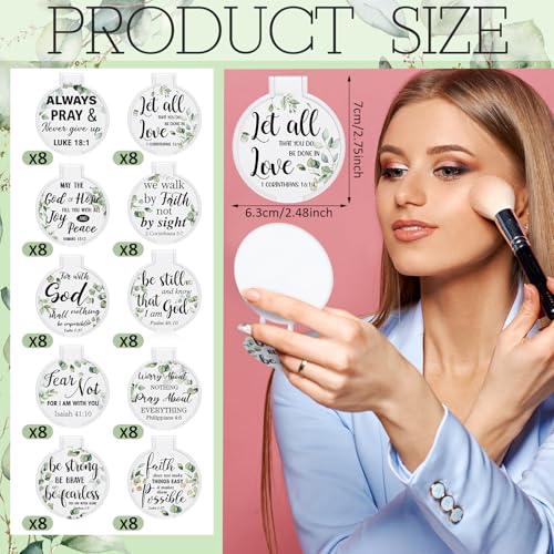 80 Pcs Christian Compact Mirrors Bulk, Christian Party Favors Religious Gifts for Women, Folding Compact Mirrors with Bible Gifts for Christmas