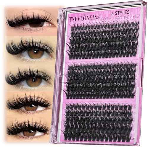 TNFVLONEINS Lash Clusters Wispy Eyelash Clusters Spiky Individual Lashes Clusters D Volume Cluster Eyelash Extensions DIY Lash Cluster Extension Thick Eye Lash Cluster (10-16MM,3 Styles)