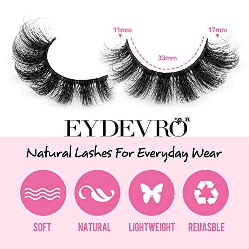 Mink Lashes Fluffy Wispy Lashes Natural Look 3D False Eyelashes D Curl Russian Strip Lashes 7 Pairs Short Fake Eyelash Pack by EYDEVRO