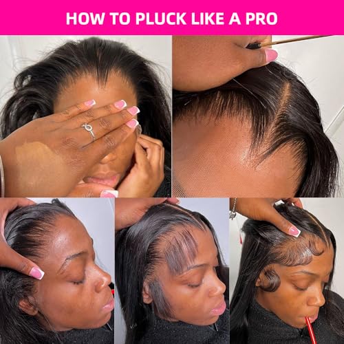 BELE 18 inch 13x6 Transparent Lace Front Wigs Human Hair 180% Density Brazilian Straight HD Lace Front Glueless Wigs Virgin Huamn Hair for Black Women Natural Color Pre Plucked with Baby Hair