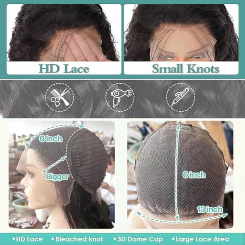 Deep Wave Lace Front Wigs Human Hair Pre Plucked 30inch 13x6 Deep Wave HD Lace Frontal Wig With Baby Hair 180 Density Glueless Deep Curly Human Hair Wigs for Women