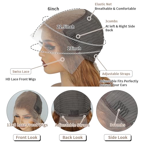 Chocolate Brown Lace Front Wig Human Hair 12A 250% Density HD Glueless Colored Brown 13X6 Body Wave Lace Front Wigs Human Hair pre Plucked with Baby Hair 24 Inch