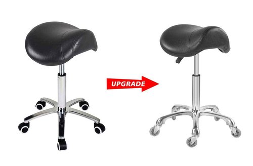 Antlu Saddle Stool Chair for Massage Clinic Spa Salon Cutting, Saddle Rolling Stool with Wheels Adjustable Height (Black)