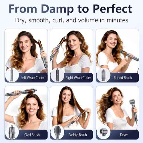 6-in-1 Ionic Hot Air Styler, Powerful High Speed Hair Dryer Brush, Auto Wrap Curler for Fast Drying, Volumizing&Straightening for Multi Styler, Cool Shot Button-No Heat Damage,Gift for All Hair-Travel