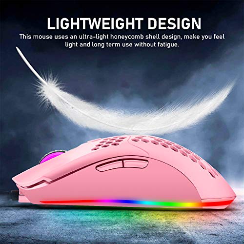 60% Mechanical Gaming Keyboard and Mouse and Mouse pad and Gaming Headset,4 in 1 Wired 68 Keys LED RGB Backlight Bundle for PC Gamers,Xbox,PS4 Users (Pink/Blue Switch)