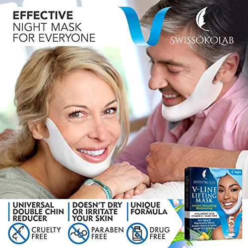 SWISS?KOLAB V shape lifting up Face Mask Chin Up Patch Double Chin Reducer Chin Contour Tightening Firming Face Lift Tape Mask V-Line Neck Lifting Patches V Shaped Slimming Face Mask 5 pcs