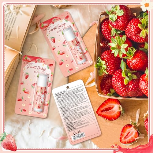 30 Pack Christmas Sweet Strawberry Baby Shower Games Prizes Party Gifts Bulk Lip Balms Favors for Winners Adults Guests Gender Reveal Favors Decorations Baby Shower Souvenirs Stocking Stuffers