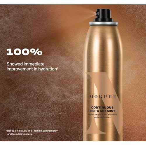 Morphe Continuous Prep & Set Setting Spray - Hydrating Setting Spray for Makeup & Skin Prep - Enriched with Ceramides and Antioxidants for a Radiant Finish (2.8 oz)