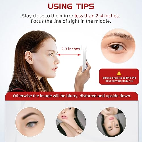 10X Magnifying Mirror with 3 Suction Cups - 6'' Stick on Makeup Magnification 10X Travel Magnified Mirror Portable Handheld Magnification and Tweezers Set for Travel, Makeup, Bathroom