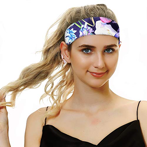 2pcs Extra Long Satin Bonnet Sleep Cap for Women, Double-Layer Silky Hair Bonnet for Braids/Dreadlocks/Curly/Long Hair with Tie Band (Green Flora & Purple Floral)