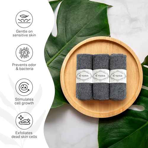 Yiclick Exfoliating Washcloth Towel¡¼3 Pack¡½- Exfoliating Body Scrubber Exfoliator, Back Scrubber for Use in Shower Bath, Exfoliate Rags Wash Cloths, Loofah Lufa Sponge, Body Scrub, Women Men