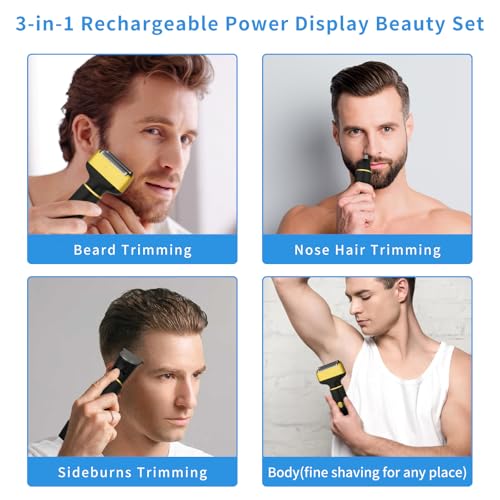 Electric Razor for Men Women,3 in 1 Travel Cordless Rechargeable Painless Foil Shaver with Led Display,Waterproof Wet & Dry Body Razors for Face Nose Ear Hair (Black)