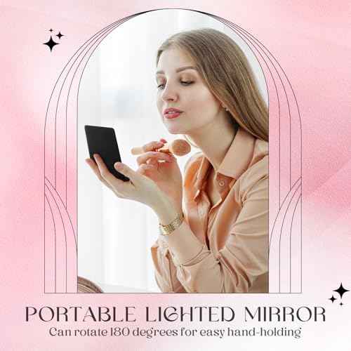 Kathfly 4 Pcs Small Compact Mirror Bulk Travel Pocket Foldable Folding Hand Mini PU Leather Black Mirror for Men and Women Handbag Pocket Wallet Purse Gifts Work Business