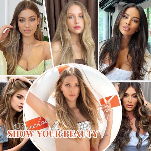 Benehair Halo Hair Extensions Real Human Hair, Brown Halo Hair Extension 100% Human Hair, Wavy Halo Extensions Human Hair, Curly Halo Extensions, Wire Hair Extension, Light Brown 65g/18inch