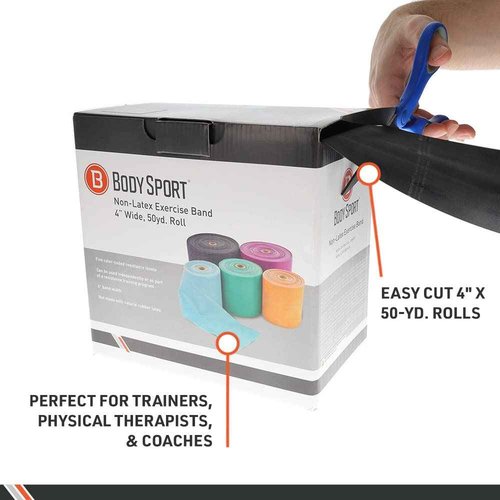 Body Sport Exercise Bands - Resistance Bands in 50 yard Rolls for Fitness, Stretching, or Physical Therapy - Light Resistance - Light Blue