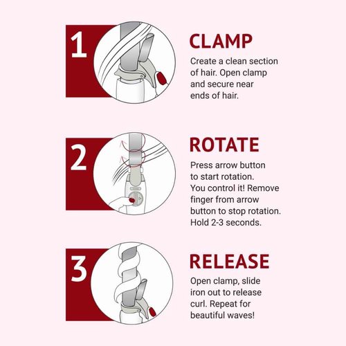 The Beachwaver Co. Beachwaver B1 Rotating Curling Iron - Red Glitter | Automatic 1 Inch Ceramic Curling Iron | Auto-Shut Off, Travel-Friendly, Dual Voltage | B-Series (BW16H3)