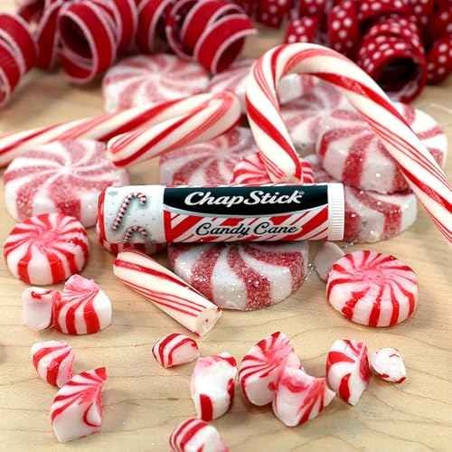ChapStick Lip Balm, Candy Cane, 3-Count ? Fresh & Minty Lip Moisturizer, Stocking Stuffer, 0.15 Oz Ea
