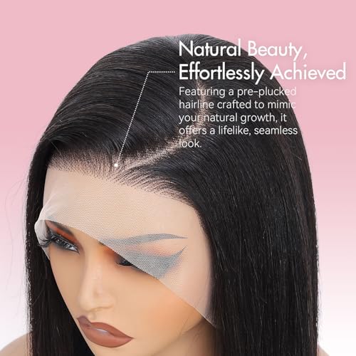 13x4 HD Lace Front Wigs Human Hair Straight Wigs for Black Women - 220% Density, Pre-Plucked Natural Hairline & Glueless Design for Effortless Style, 18 Inch