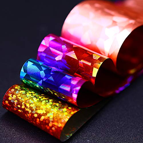 40 Rolls Starry Sky Nail Foil Adhesive Transfer Sticker Tips, EBANKU Nail Art Stickers Tips Wraps Foil Transfer Adhesive Glitters Acrylic DIY Decoration Kit(4 Boxes)