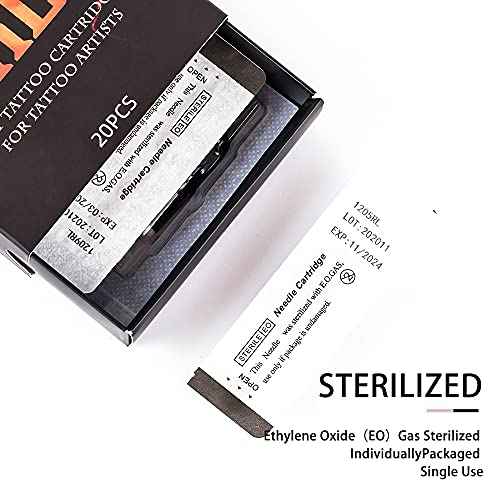 Xnet U-REX Tattoo Cartridge Needles #12 Standard 9RL Disposable Tattoo Needles 9 Round Liner Long Taper 1209RL 20Pcs Supply for Rotary Tattoo Pen Machine Gun
