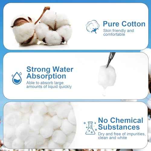 2000 Pcs Soft Cotton Ball Bulk Organic Medium Cotton Ball for Absorbent Multipurpose Pure Nail Polish Remover Makeup Removal First Aid Face Crafting Cleaning Skin Applying Lotion