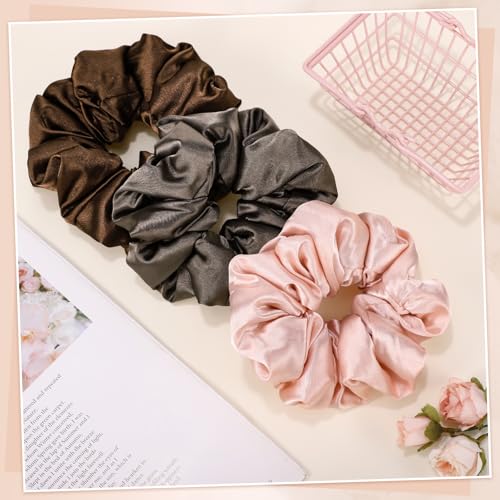 3Pcs Large Satin Hair Scrunchies, Sleepy Hair Tie for Women Girls Large Pillow Satin Scrunchies for Thick Curl Stocking Stuffers Gifts for Women Girls