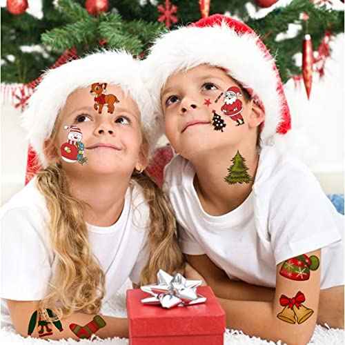 Christmas Temporary Tattoos for Kids - 296 PCS Christmas Individual Tattoos for Kids Christmas Xmas Party Favors, Stocking Stuffer, Christmas Eve Gift
