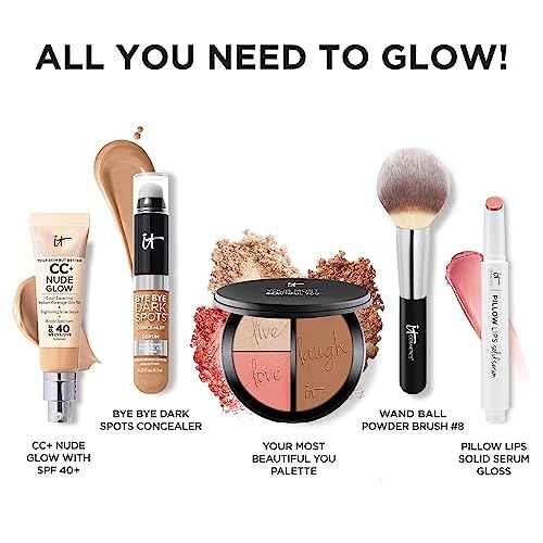 IT Cosmetics Your Most Beautiful You 3-in-1 Makeup Palette - Matte Bronzer - Radiance Luminizer -Brightening Powder Blush - With Peptides & Drops of Light Technology