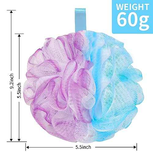 Bath Loofah Shower Sponge Body Back Scrubber Soft Mesh Shower Puffs Exfoliating Loofa for Women & Men Bath Accessories Cleaning Tool (4Pack 60G Loofah Sponge, Forest Fairy)