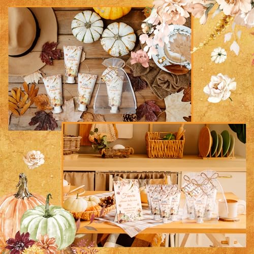 48 Sets Fall Hand Cream Bulk Gifts for Guest Baby Shower Party Favors Travel Size Pumpkin Hand Cream with Thank You Cards for Autumn Thanksgiving Party Supplies(Fall Pumpkin)