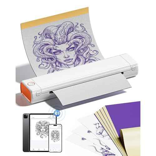 Itari M08F Wireless Tattoo Stencil-Printer - Tattoo Transfer Machine Thermal Copier with 10pcs Transfer Paper, Bluetooth Stencial Printer for Tattooing, Compatible with Smartphone & PC, White