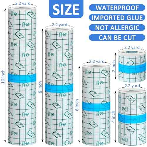 20 Rolls Tattoo Aftercare Bandage Warp Waterproof (2", 4",6",8",10" Wide) Second Skin Tattoo Cover Up Tape Tattoo Healing Wrap Tattoo Supplies for Swimming, Shower, Wound Initial Healing