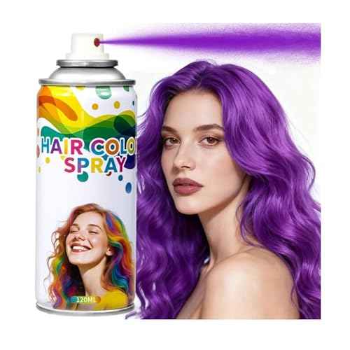 Temporary Purple Hair Color Spray & Wax | Non-Sticky, Natural Look | Washable One-Time Use Hair Dye for Halloween, Cosplay, Festivals | For Women, Men & Kids 120 ML