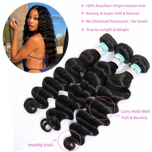 Brazilian Loose Deep Wave Bundles 100% Unprocessed Virgin Human Hair Loose Wave Bundles 12¡±14¡±16¡± Wet and Wavy 3 Bundles Human Hair Extensions Natural Color