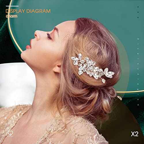 2 Pcs Bridal Wedding Hair Comb Rhinestone Silver Bridal Side Comb Crystal Rhinestone Hair Accessories for Women and Girls