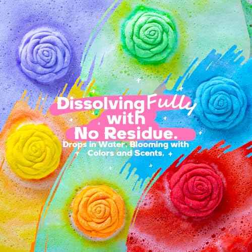 30 Rose-Shaped Bath Bombs ? Handmade with Natural Ingredients, 6 Calming Scents, Relaxing Spa Gifts for Women, Men, Teens & Kids ? Self Care Gifts for Summer & Birthdays