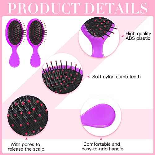 12 Pack Wet Small Hair Brush Combs Set, 6 Detangler Mini Brush Detangling Travel Hair Brush 6 Plastic Fine Wide Combs for Women Men Kids Toddler Girls Baby(Stylish Colors)