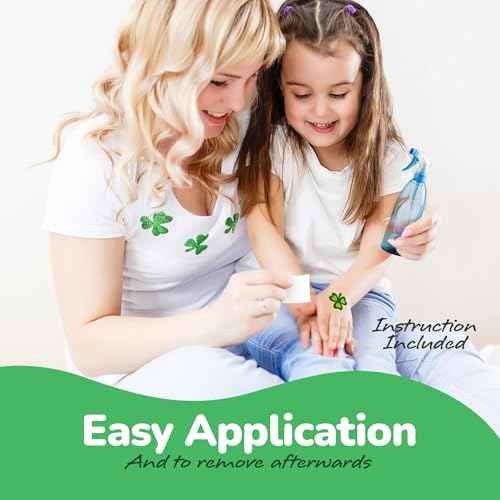 ArtCreativity St Patrick¡¯s Day Tattoos with Glitter - Set of 50 - Individual Temporary Shamrock Tattoos in 5 Designs - St. Patrick¡¯s Day Party Favors - St Patty¡¯s Accessories