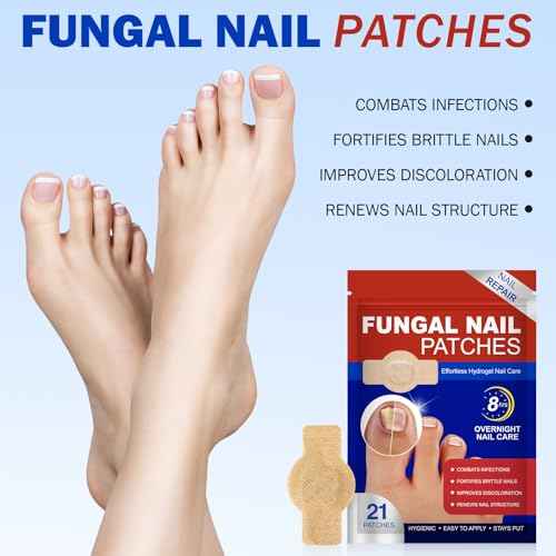 Nail Patches, 8-Hour Overnight Treatment, Fast-Acting Toenail Repair Patches, 21 Count