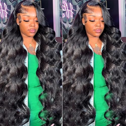 GABRIELLE 26 Inch Body Wave Lace Front Wigs Human Hair 13x6 HD Lace Frontal Wig 200 Density Pre Plucked Brazilian Virgin Human Hair Wigs for Women Glueless Wig