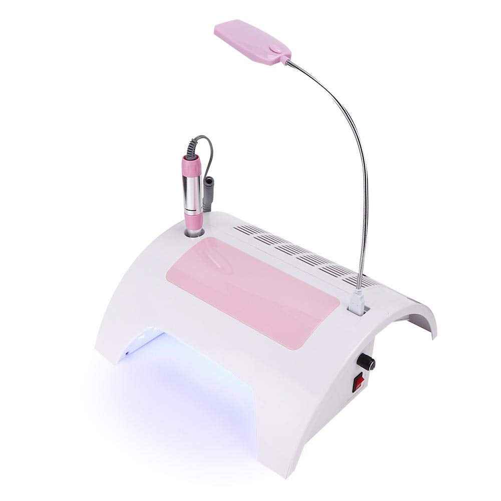 5 in 1 Nail Dust Collector with Drill, 60W Multi-Functional Nail Grinding Machine, Cleaner, Manicure Light, Hand Rest Pillow for Salon, Home Manicure, Pedicure (US)