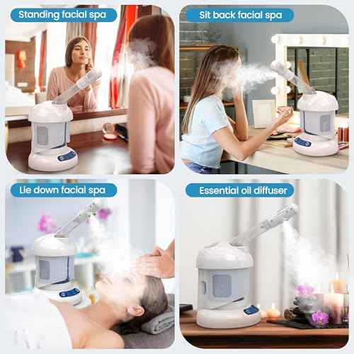 Nisperos Nano Ionic Facial Steamer - 360¡Æ Rotatable Sprayer - 40 Minutes Warm Mist - Humidifier - Professional Face Steamer for Facial Deep Cleaning (White)
