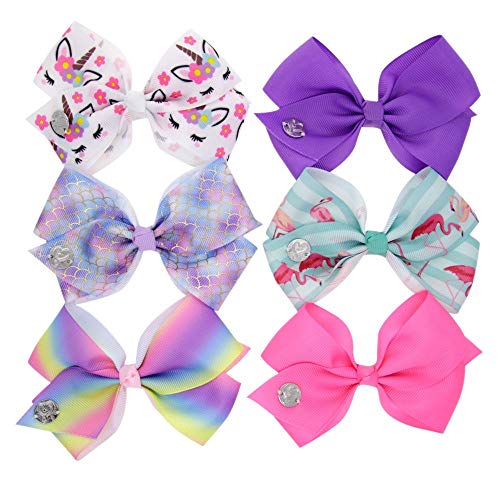 JOJO SIWA 12pcs Hair Bows Clips for Girls (2 Set) - 5 Inches Alligator Clips for Girls Large Bow (1)