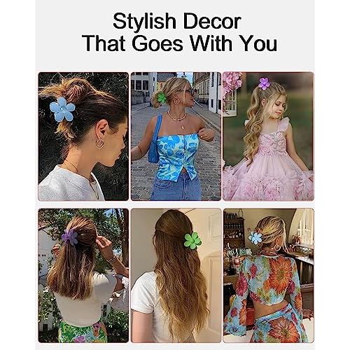 6PCS Flower Hair Clips Large Hair Claw Clips for Thick Hair Matte Non Slip Strong Hold Cute Jaw Daisy Claw Clip Colorful Clamps Thin Hair Accessories for Women Girls Gifts(Yellow)