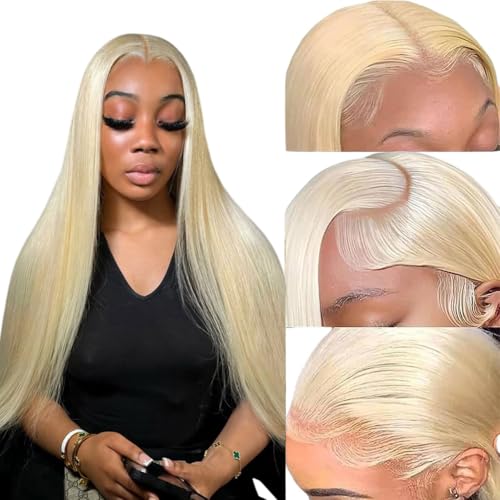 613 Lace Front Wigs Human Hair 22 Inch 13x6 HD Lace Front Human Hair Wig Pre Plucked 180 Density Blonde Wig Straight Lace Frontal Wigs for Women