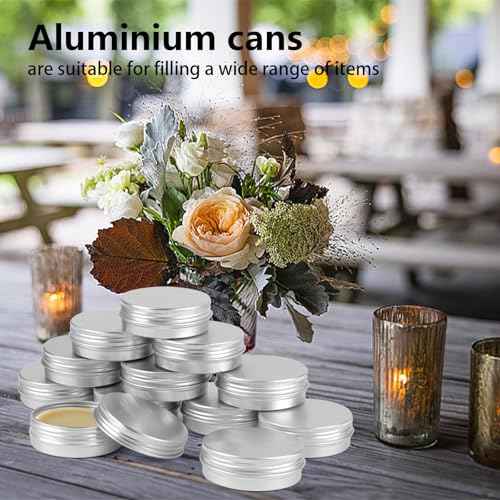 Tins 12 Pack, 2 Ounce Salve Tins with Lids, Small Metal Aluminum Tin Jar Refillable Containers, Round Tin Travel Cosmetic Containers with Screw Lids, Tin Can for Salve, Balm, Lip Balm, Cream